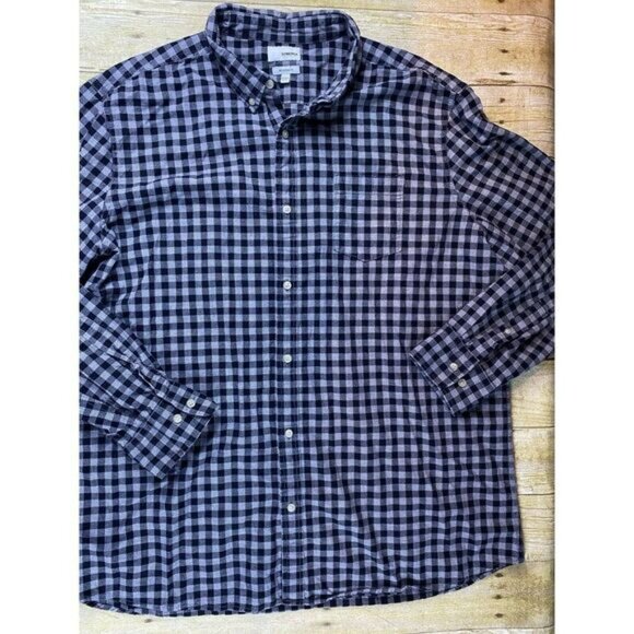 Men's 100% Cotton Gray Black Check Men's Size XXL Modern Fit Long Sleeve - Picture 6 of 11